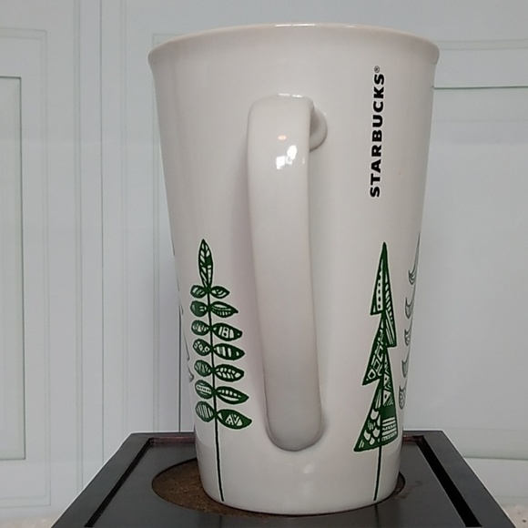 Starbucks 2015 Christmas Tree Green White Tall Handled Coffee Mug 14.67 fl. oz - Picture 2 of 7